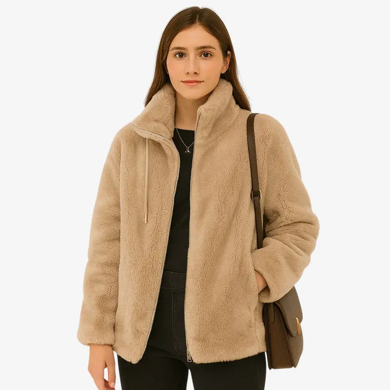 Veste femme col montant zippée doublée polaire