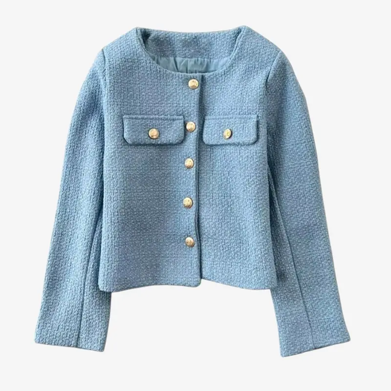 Veste femme col rond boutonnée manches longues