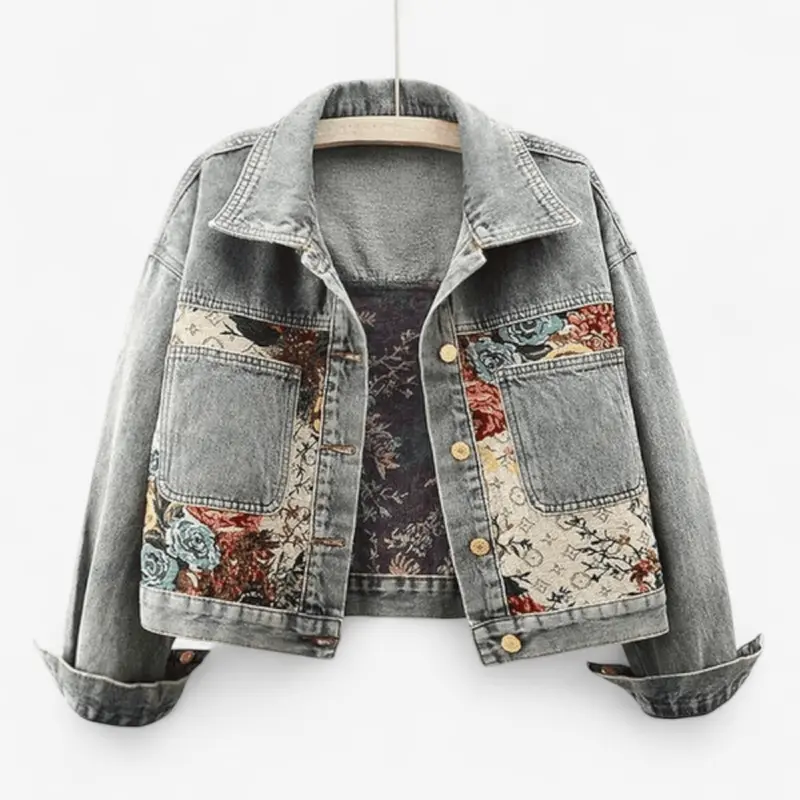 Veste femme denim imprimé floral