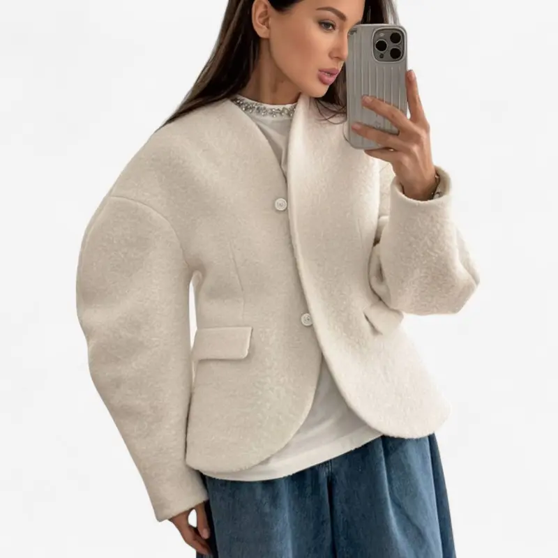 Veste femme manches longues boutonnée avec poches