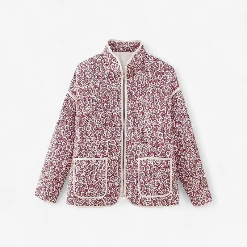 Veste femme manches longues imprimé floral avec poches avant
