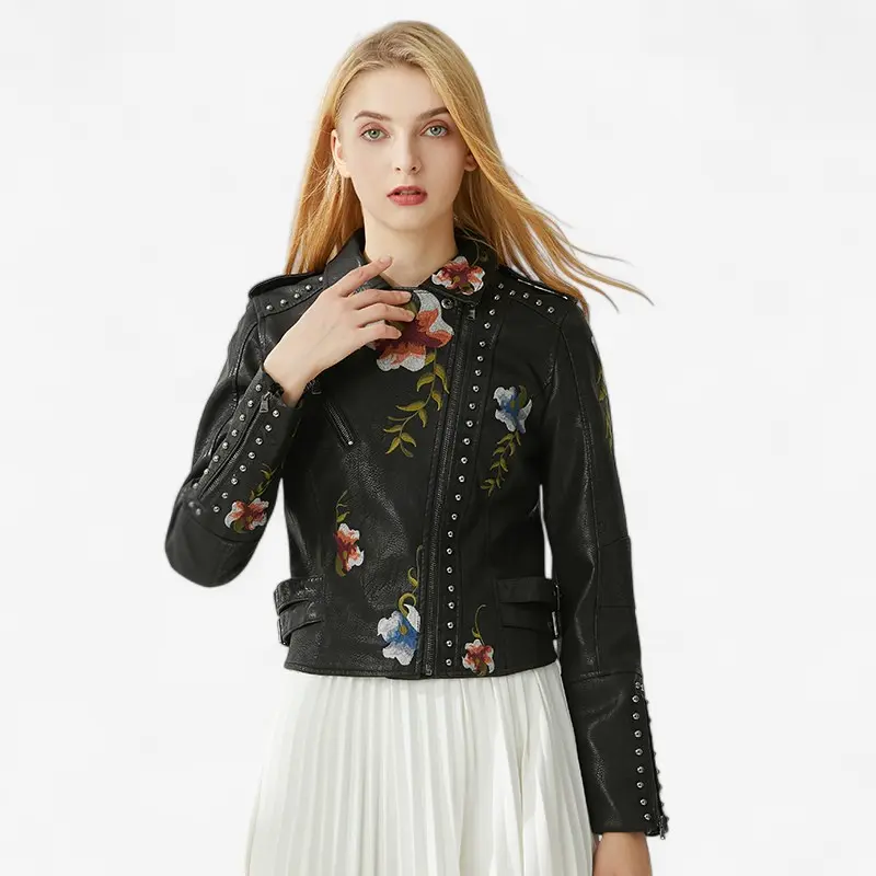 Veste femme zippée brodée florale