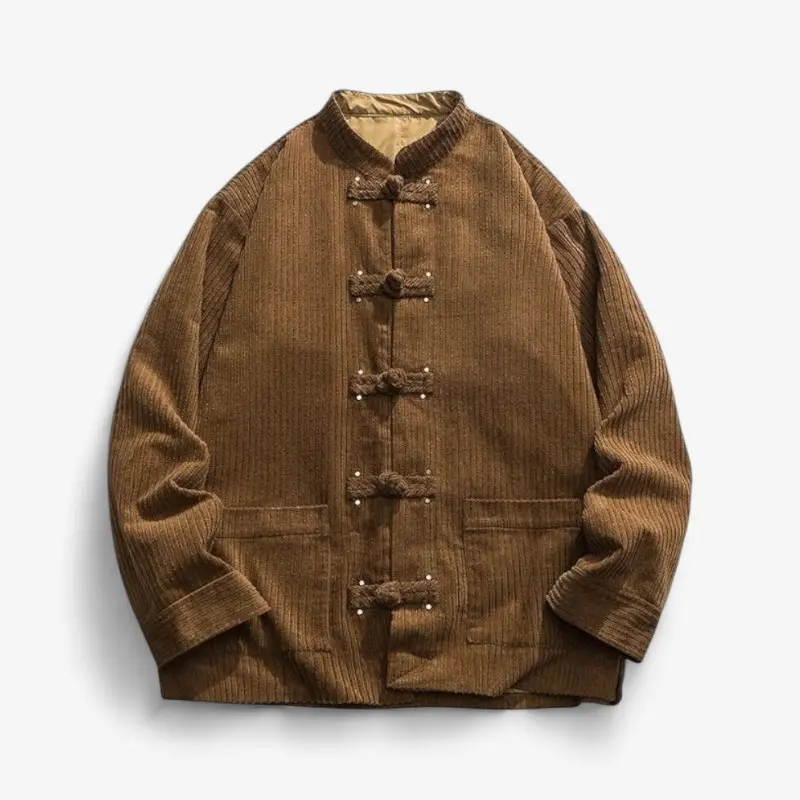 Veste homme ample en velours côtelé à rabat boutonné