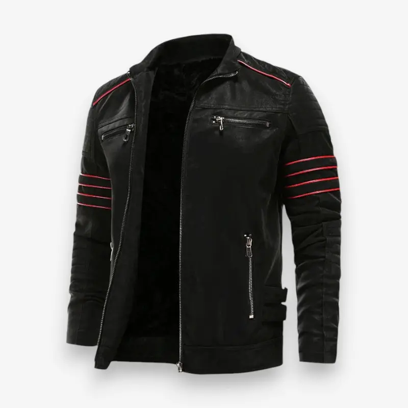 Veste homme cuir col montant zippée