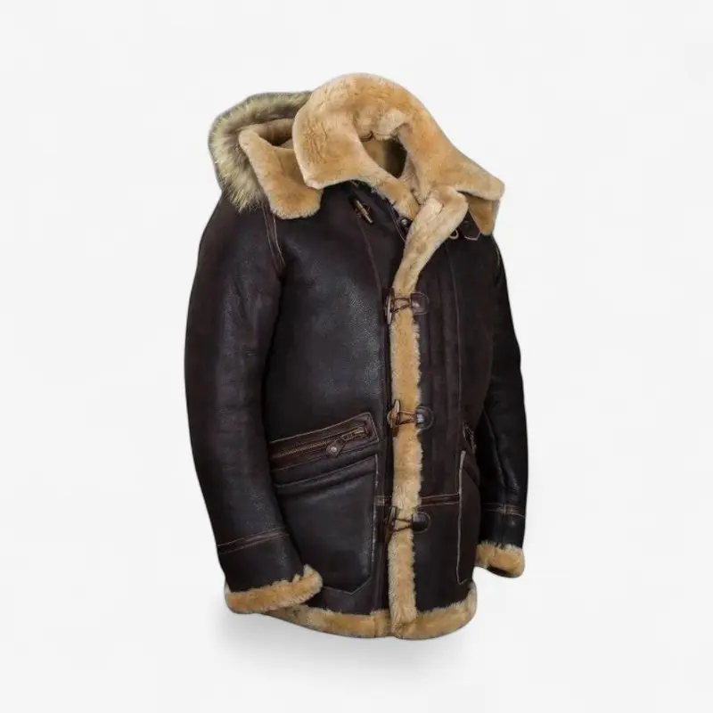 Veste homme cuir streetwear à capuche boutonnée