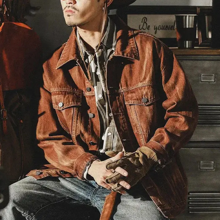 Veste homme rétro col rabattu