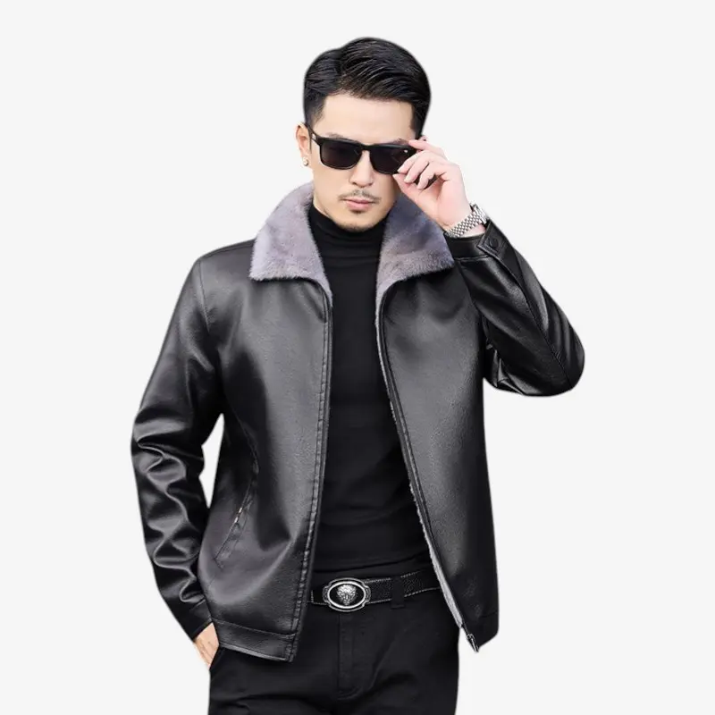 Veste homme zippée manches longues col rabattu