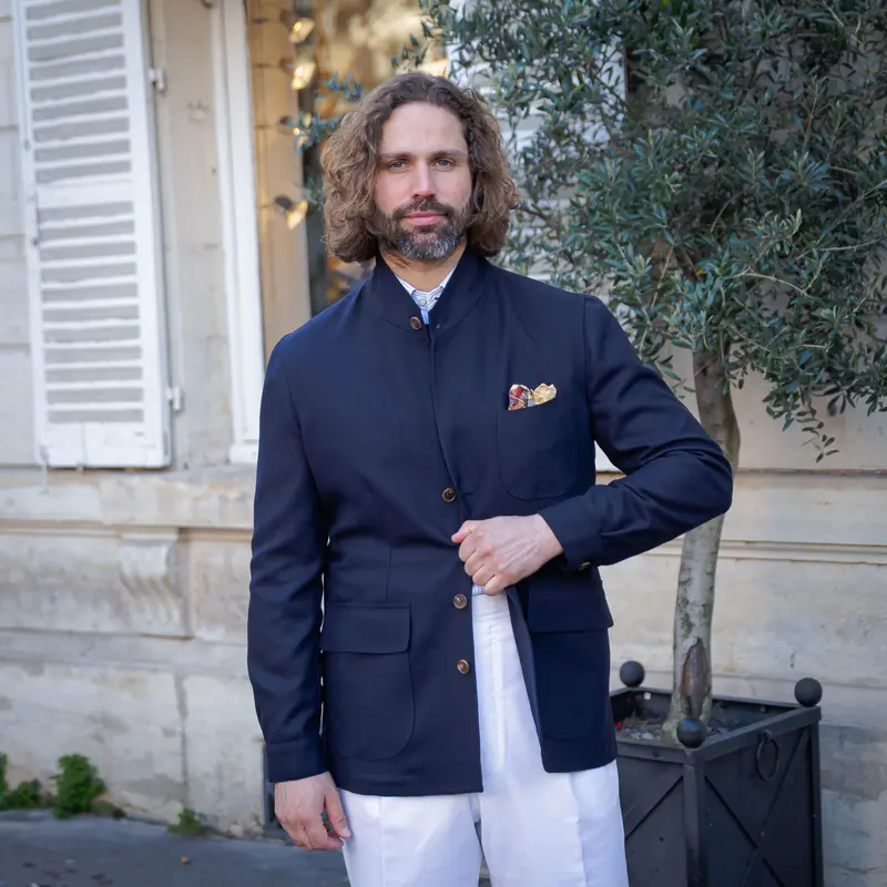 Veste iconic en laine froide FRESCO bleu marine