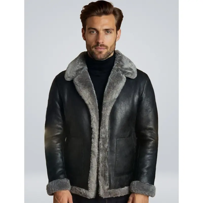 Veste Noah en cuir doublée peau lainée, chaleur et style