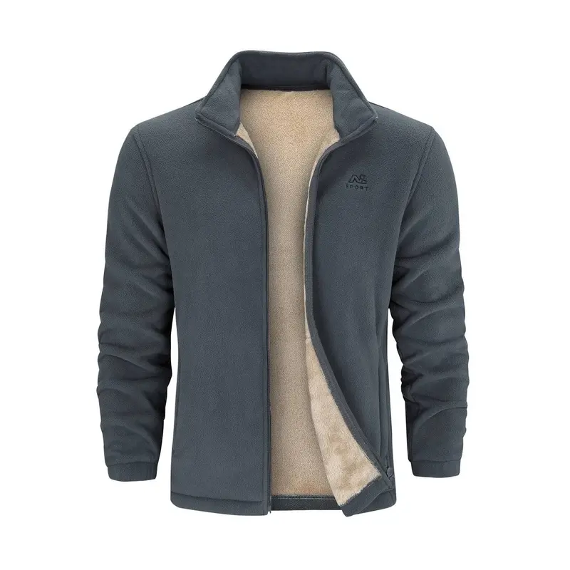 Veste polaire homme zippée à col montant, douce et chaude
