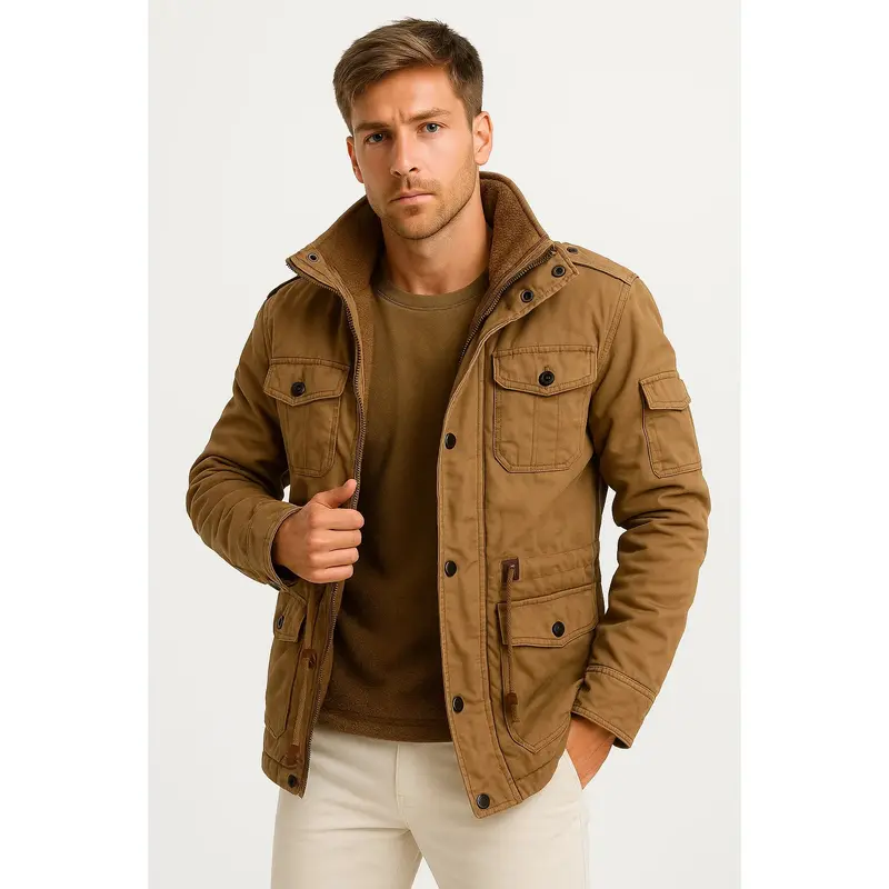 Veste polaire thermique à capuche pour homme, style casual