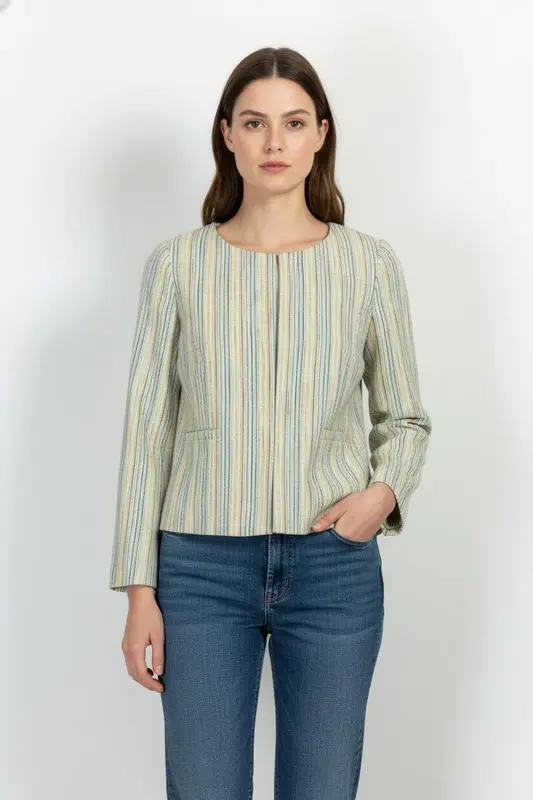 Veste Rayée Jaune et Bleue - Taille XS/34