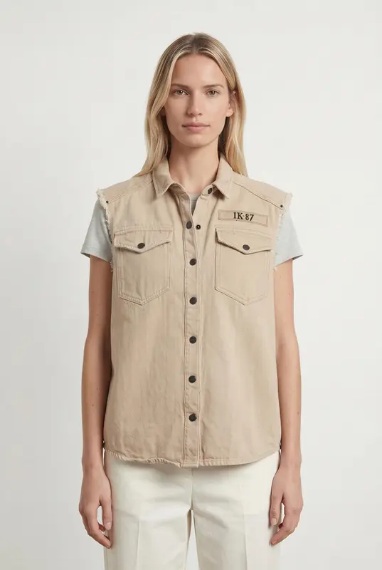 Veste Sans Manches Beige - Taille M/38