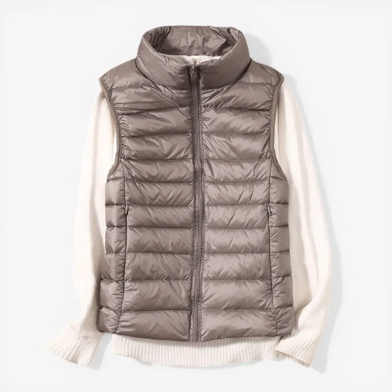 Veste sans manches femme zippée col montant