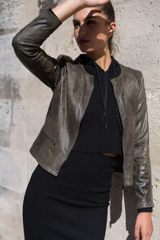 Veste suédine col rond