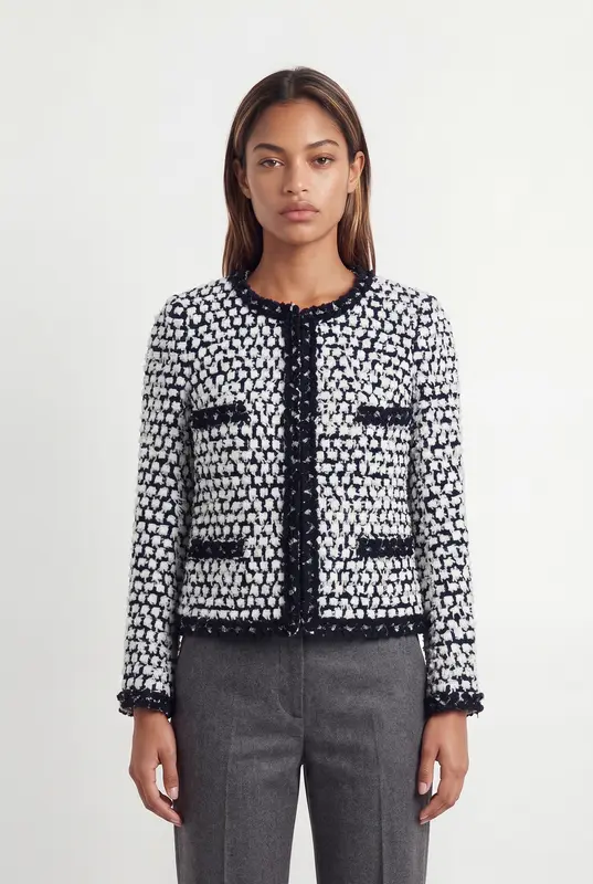 Veste Tweed Bleu et Blanc - Taille XS/34