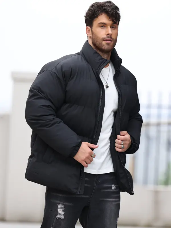 Veste zippée rembourrée décontractée avec col montant