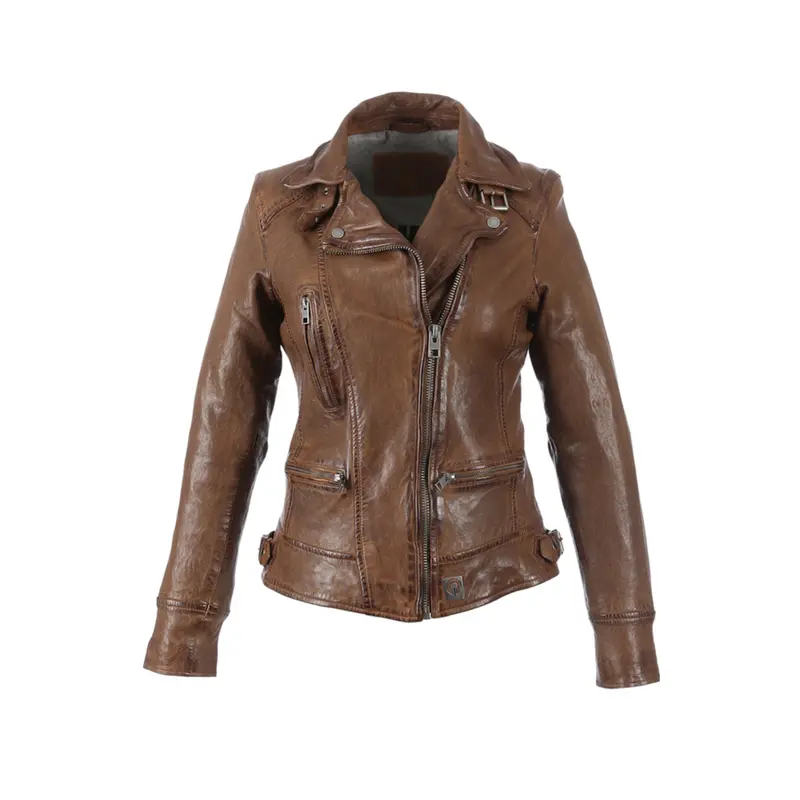 VIDEO (REF. 62065) TAN - BLOUSON EN CUIR EFFET LAVÉ