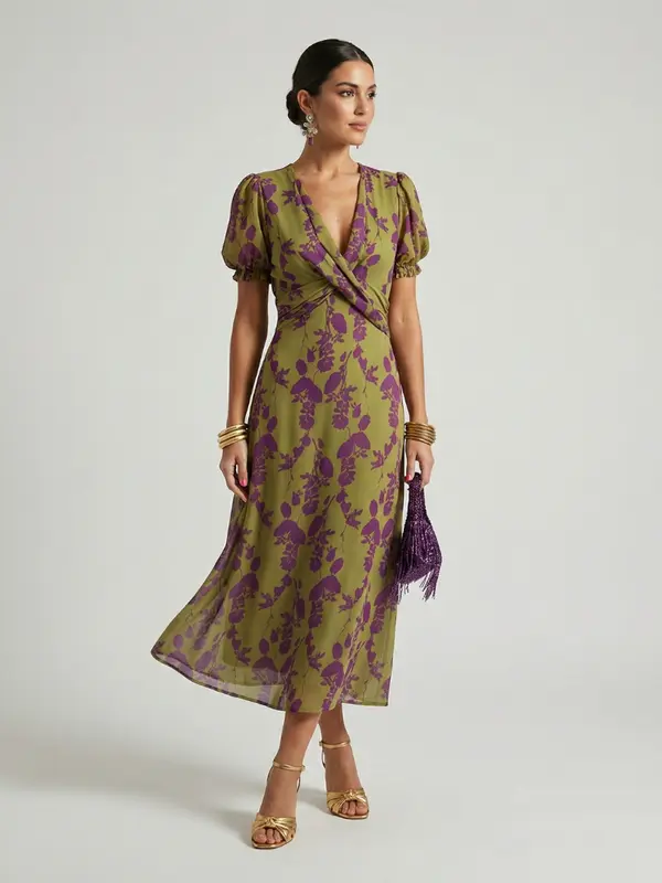 Virel - Robe Midi Florale Décontractée