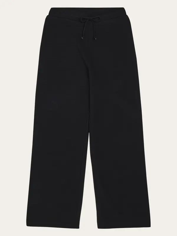 Wide waffle pants - Black Jet