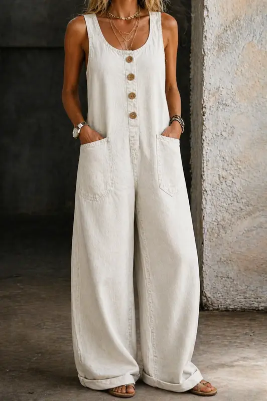 Willy - Salopette Blanche Vintage