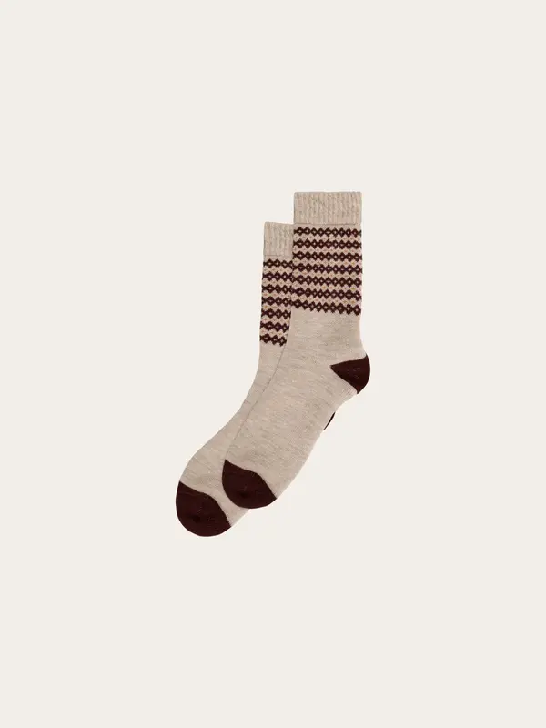 Wool jacquard socks - Brown