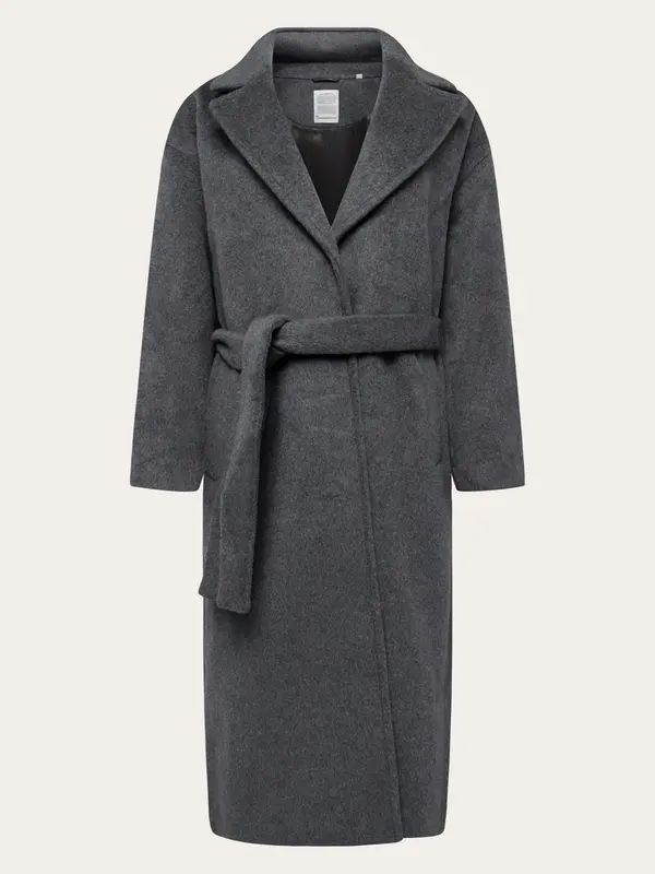Wool lapel coat - Dark Grey Melange