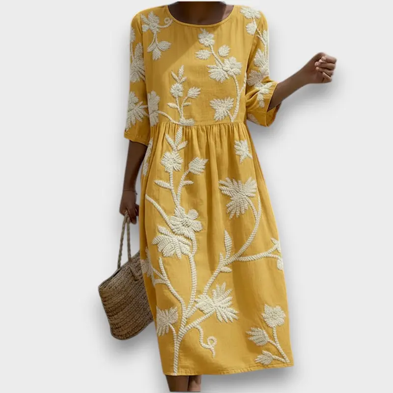 Yassy - Élégante Robe Midi Brodée