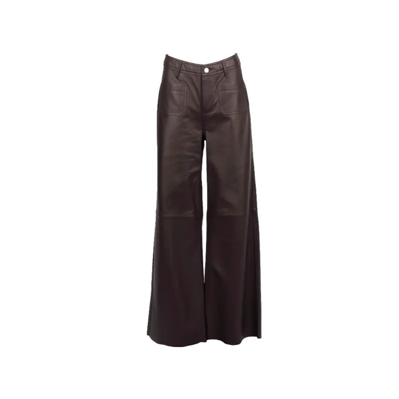 YUMMY (REF. 65319) CHOCO- PANTALON LARGE EN CUIR DE MOUTON