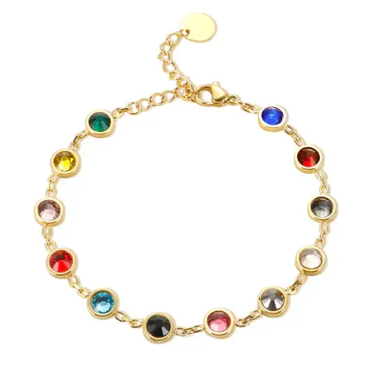 Zahra - Bracelet à Breloques en Cristal Coloré avec Taille Réglable