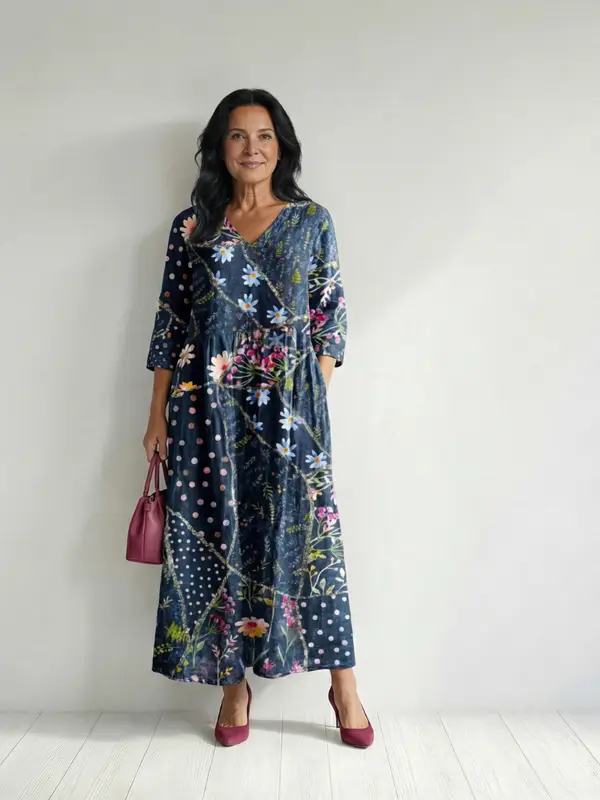 Zane - Robe Midi Fleurie Décontractée