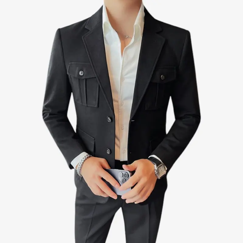 Zayn – Blazer boutonné à manches longues avec poches