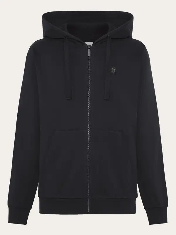 Zip hood kangaroo badge sweat - Black Jet